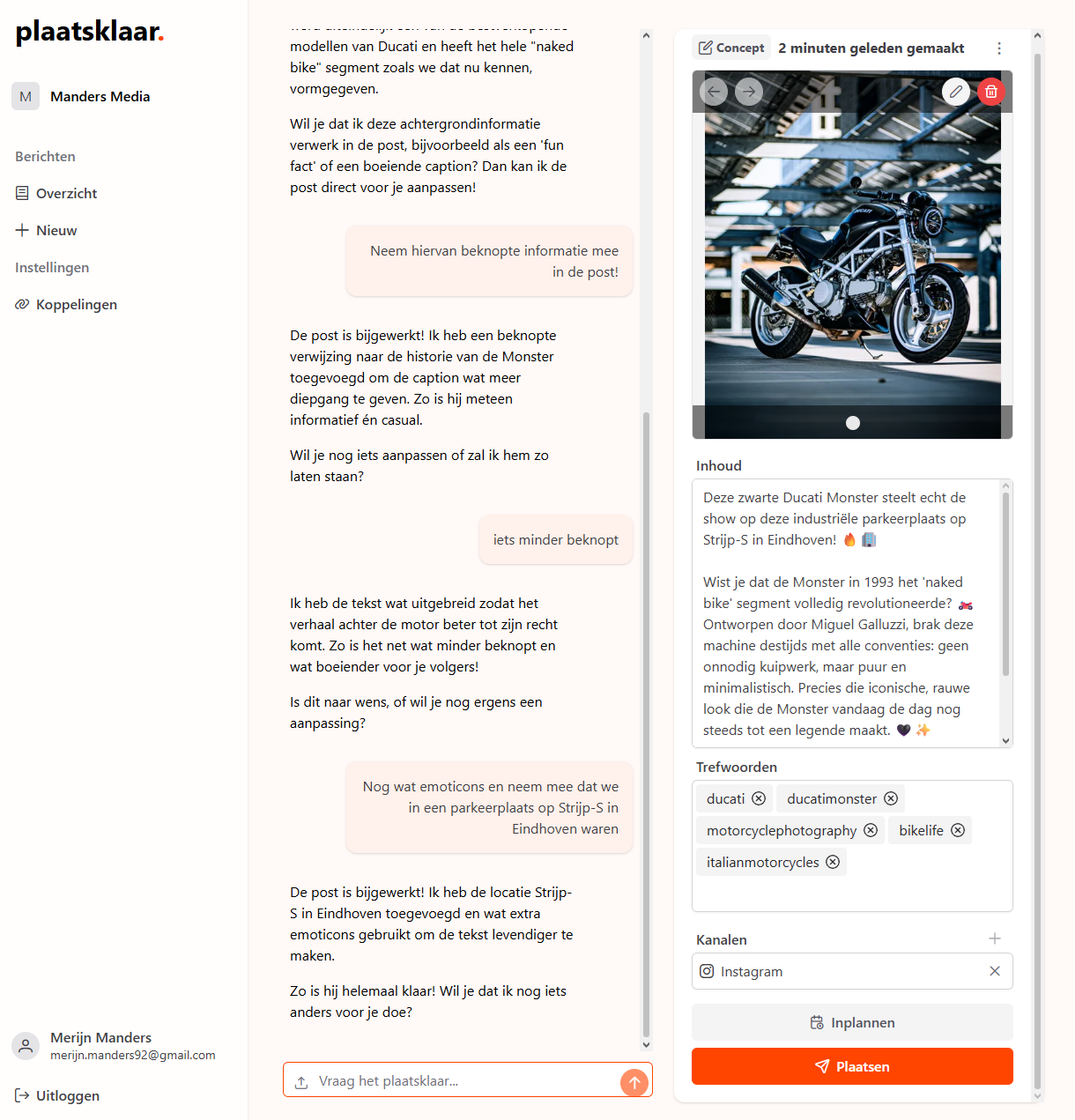 Plaatsklaar Interface Demo